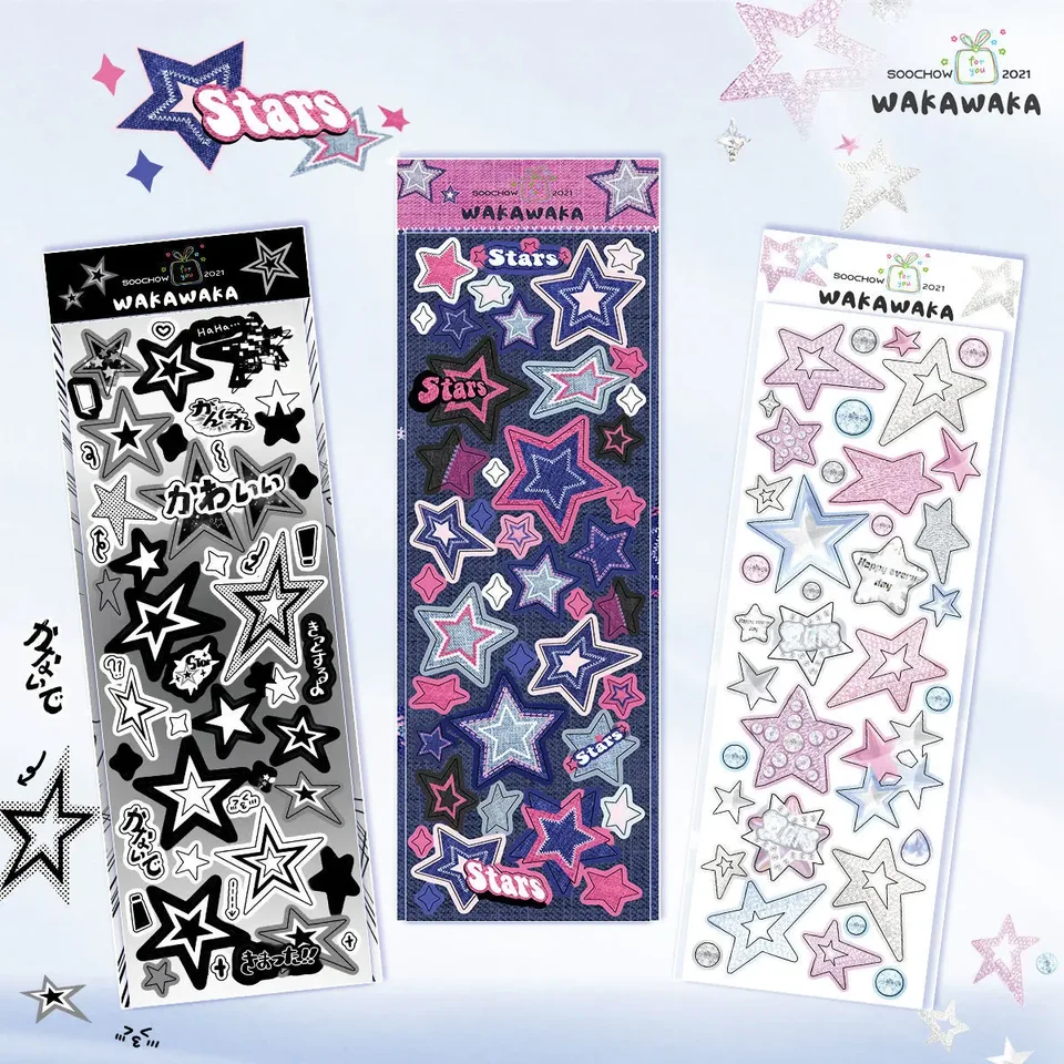 1 list roztomilý farebný nálepky s hviezdami DIY Scrapbooking Sticker Kpop Idol Photo karta deco materiály Kórejský štýl