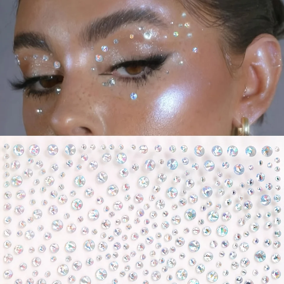 1 list s veľkou veľkosťou Glitter Multicolor 3D slepka na tvár Acryl Acryl Self-Absory Rodarka pre deti pre domácich majstrov