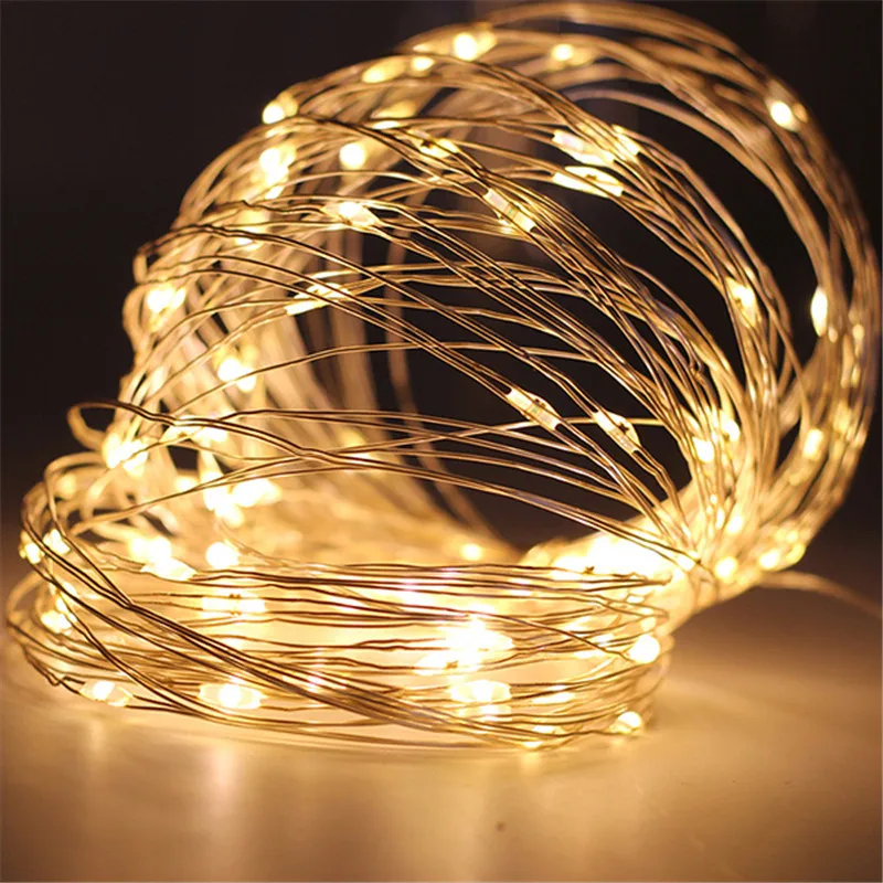 1 m 2m 3 m 5m LED reťazce svetlá strieborného drôtu rozprávkové svetlá Girland Vianoce vianočné vonkajšie svadobné večere Domáce dekorácie USB osvetlenie
