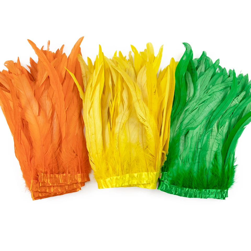 1 m farebné kohúty chvostové perie orezanie 25-30 cm Coque Perie Fringe pre karnevalové šaty kostýmy oblaky Fringe Orez
