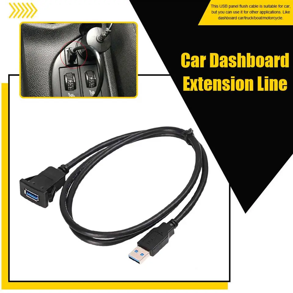 1 m pre inštaláciu prístrojovej dosky SUV RV CAR SUV USB 3.0 Muž na predĺženie panela s objímkou ​​na predĺženie kábla s jedným portom Vodotesný R5H1