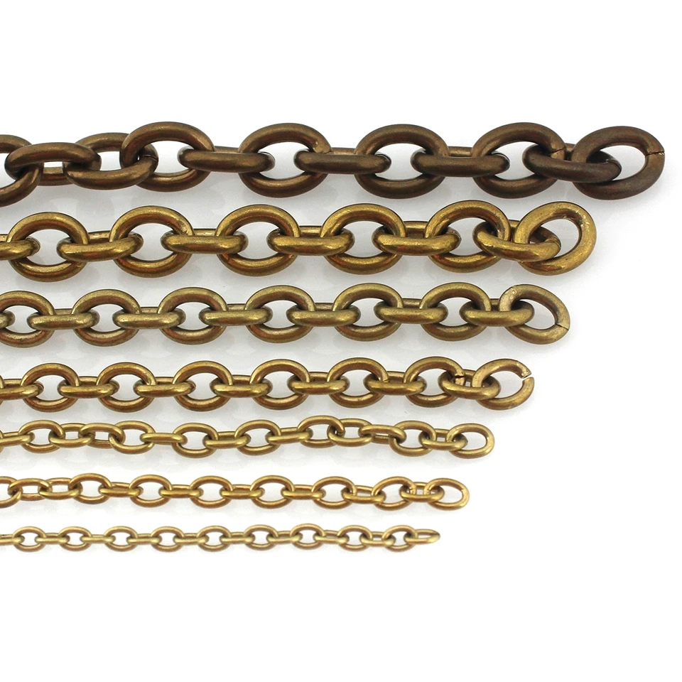1 meter Solid Brass O Ring Bags Retial Link Náhrdelník Pšeničná reťaze