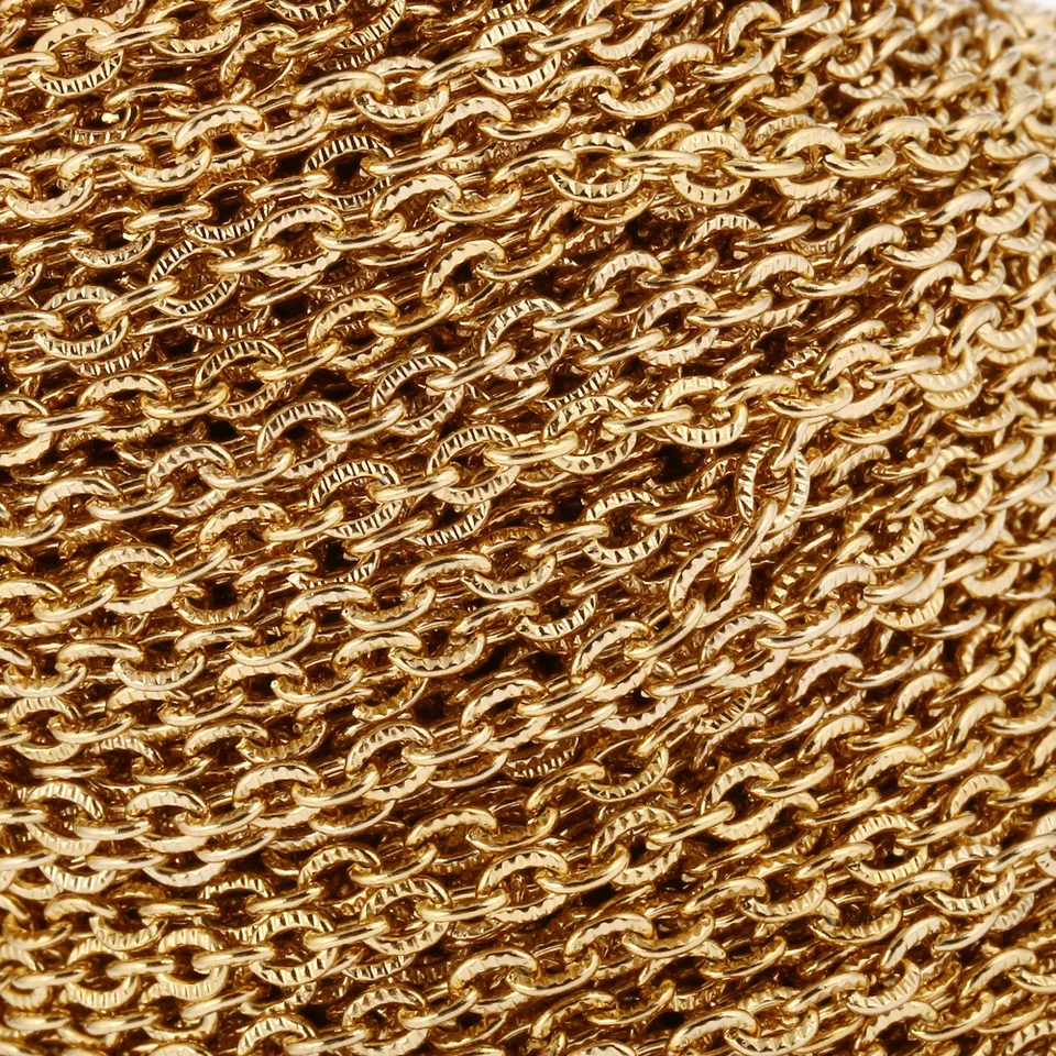 1 metre 3 mm zlata z nehrdzavejúcej ocele ploché káblové reťazce Cool Jewelry šperky Krížový reťazec Vetlo pre náramok Náramok DIY.