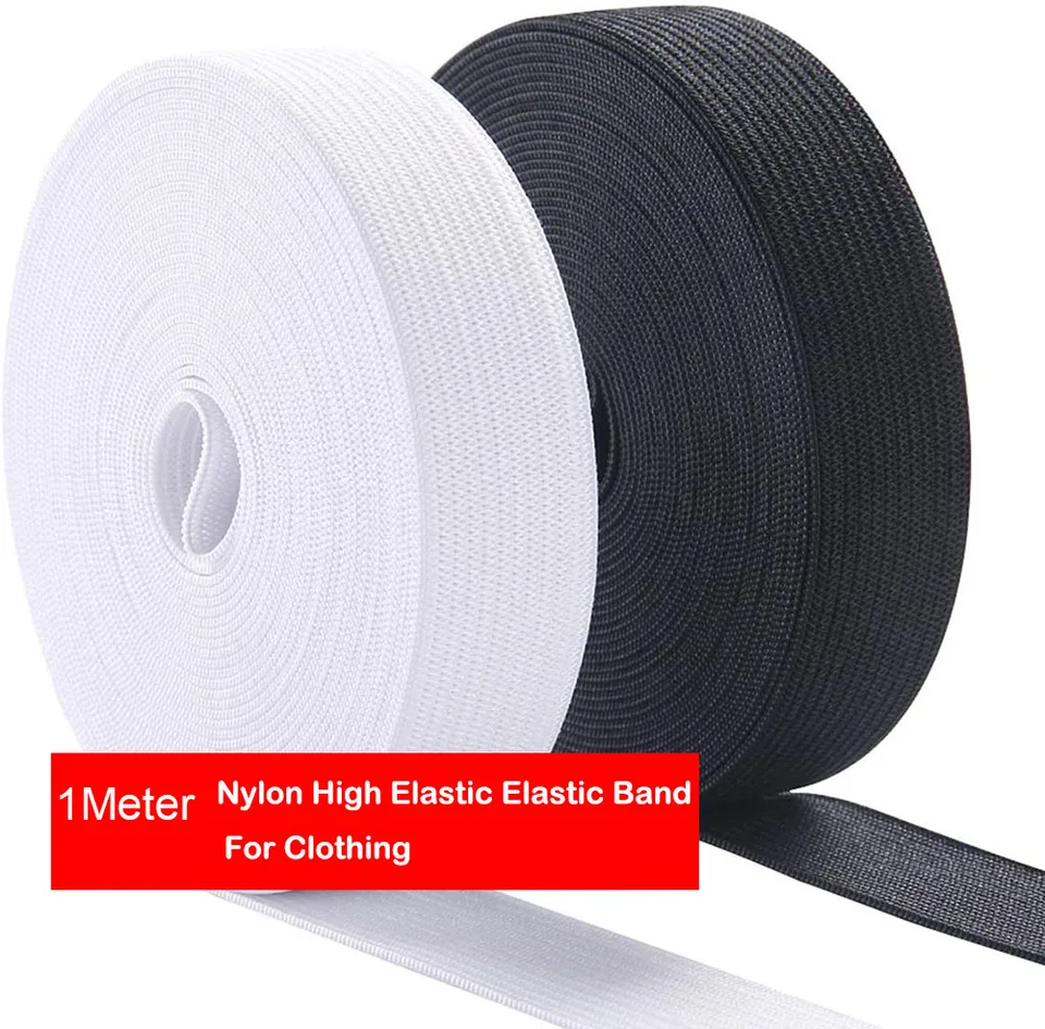 1 metrovová dĺžka 15-60 mm biela čierna nylonová elastická páska Spandex Tink Tink Webbing Šijacie oblečenie Flex kábel pre šortky sukňu trouse