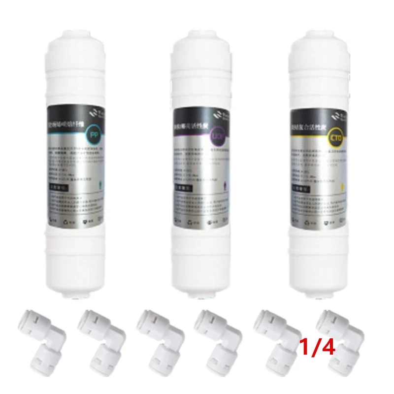 1 mikrón PPF+ granulovaný aktívny uhlíkový filter UDF+ CTO uhlíkový blok Filter vodný filter Filter pre 5 stupňov reverznej osmózy