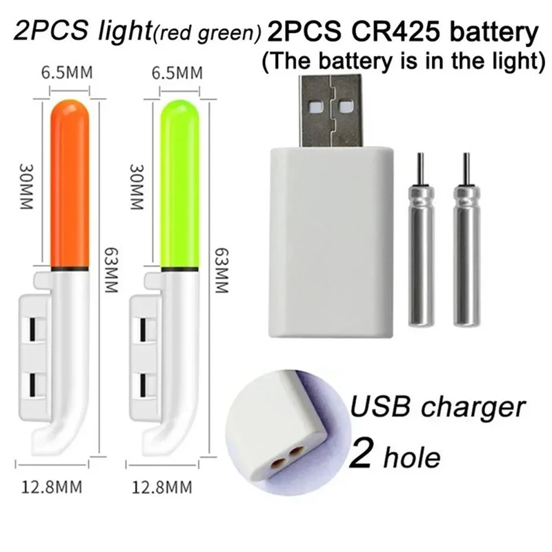 1 nastavená rybárska elektronická tyčinka Svetelová tyčinka CR425 3,6 V lítiová LED LED LED Odnímateľná USB nabíjanie nepremokavé nočné náradie