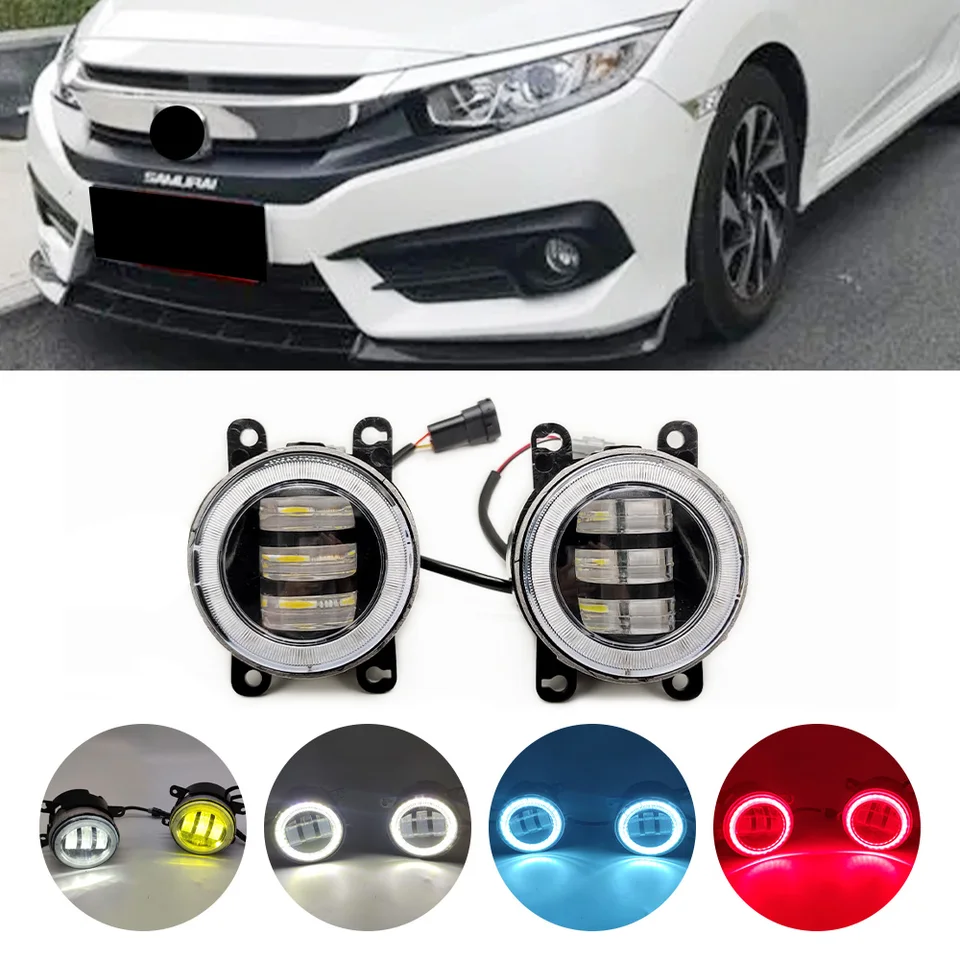 1 nastavená zostava hmlového svetla pre Honda Civic 2016-2021 (vrátane typu R) Auto LED šošovky Angel Eye DRL Denné bežecké svetlo 12V