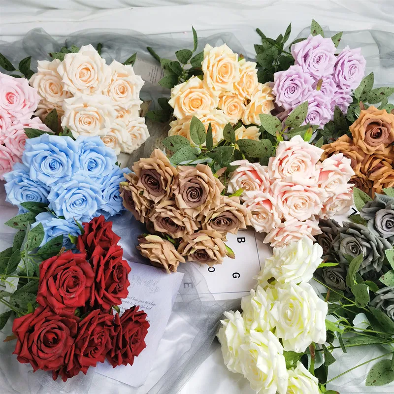 1 parta/9 hláv Diamond Rose Artificial kvetinová nevesta kytica Svadobné kvetinové doplnky Darček pre domáce dekorácie Fotografie