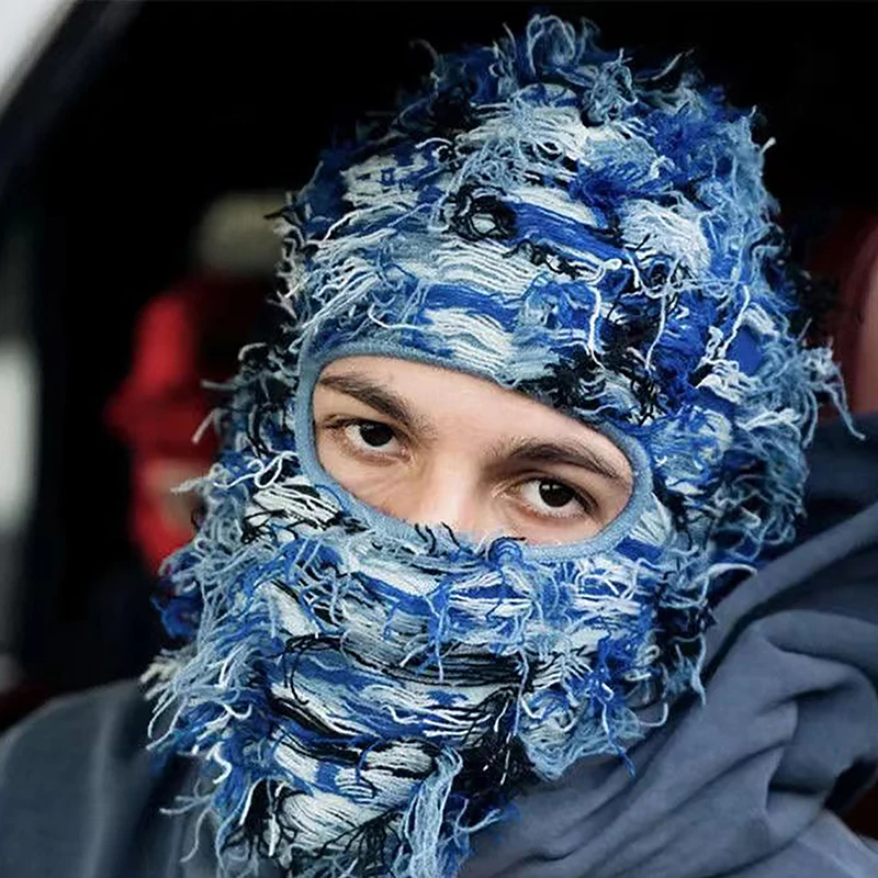 1 pc y2k Tassel Balaclava v núdzi pletená plná tvár lyžiarska maska ​​Shiesty Mask Camouflage Balaclava pletená fuzzy Balaclava lyžiarska čiapka