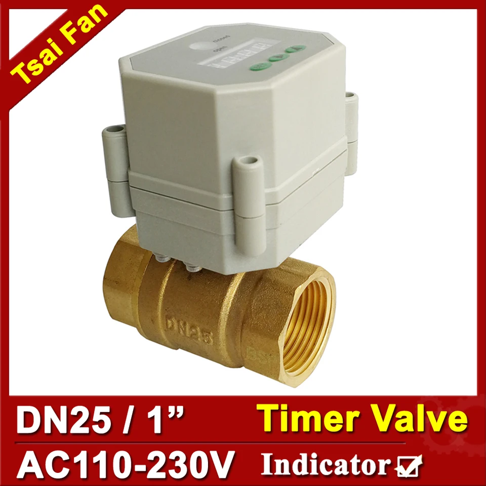 1 '' Programovateľný čas riadený motorizovaný ventil Full Port AC110V-230V BSP/NPT vlákno, nastavovací ventil časovača pre prívod nádrže na vodu