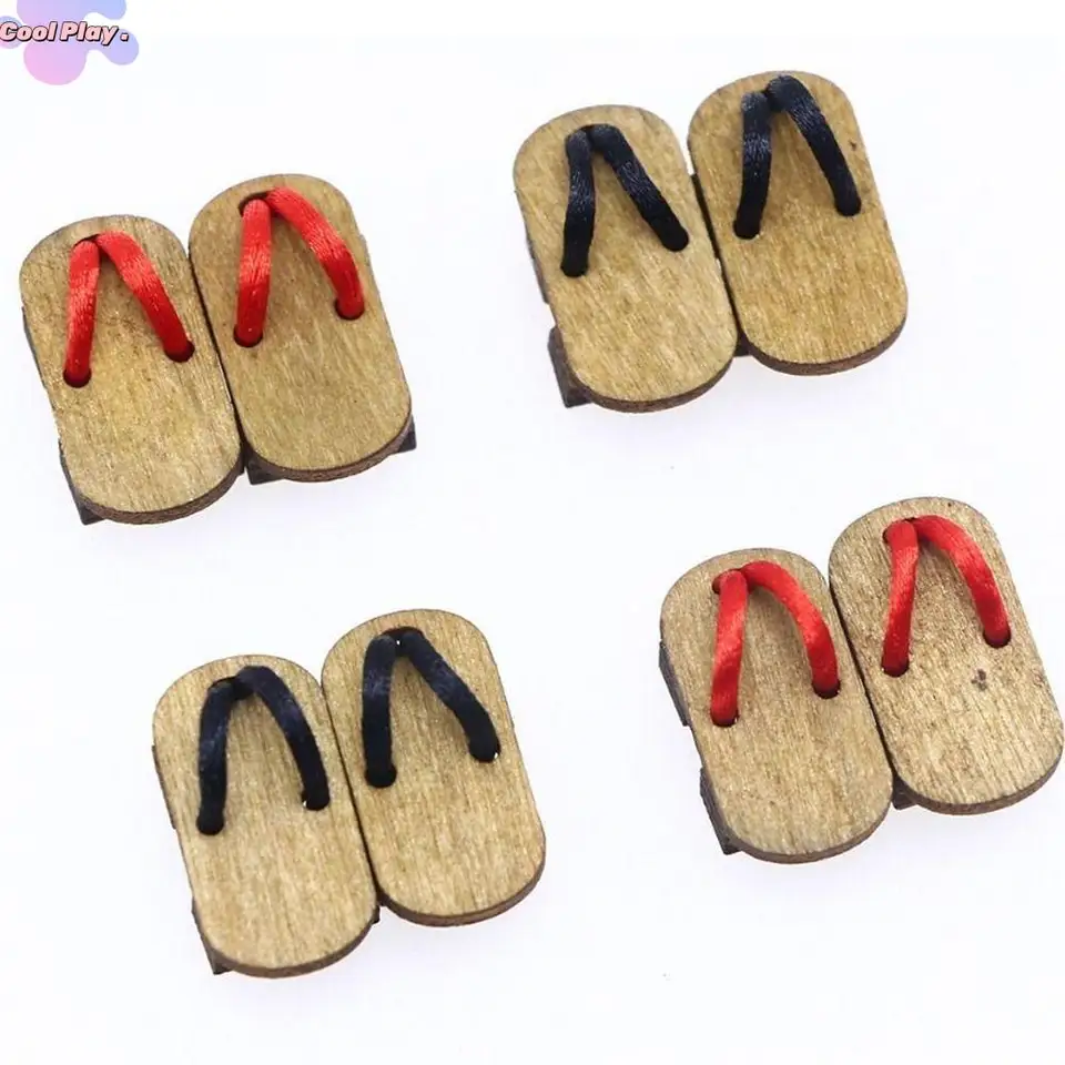 1 pár 1:12 Dollous Miniature slede kosť drevené papuče bjd Doll Dollous Dollhouse Clogs