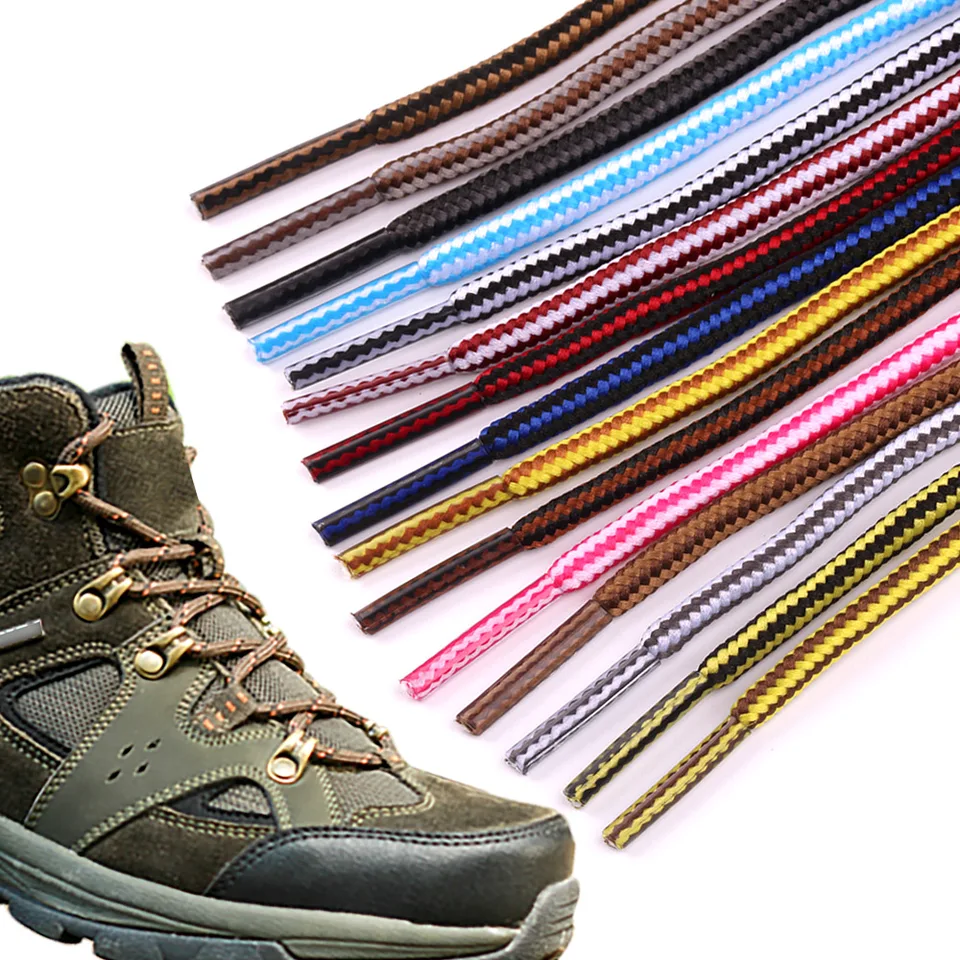 1 pár 4 mm dvojfarebný pruhovaný okrúhly farebný polyester šnúrky pre pracovné topánky Martin Boots Kožené topánky topánky šnúrky 100/110/150 cm
