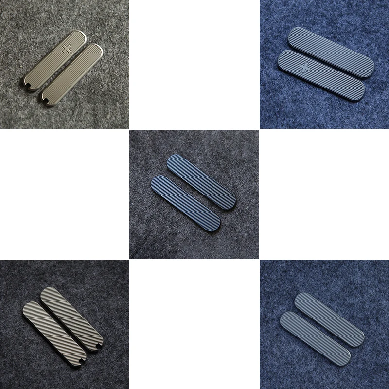 1 pár 5 typov nožov Titán zliatiny zliatiny Scale Patches pre 58 mm Victorinox švajčiarske armádne nože nože Twill Lines Pattern