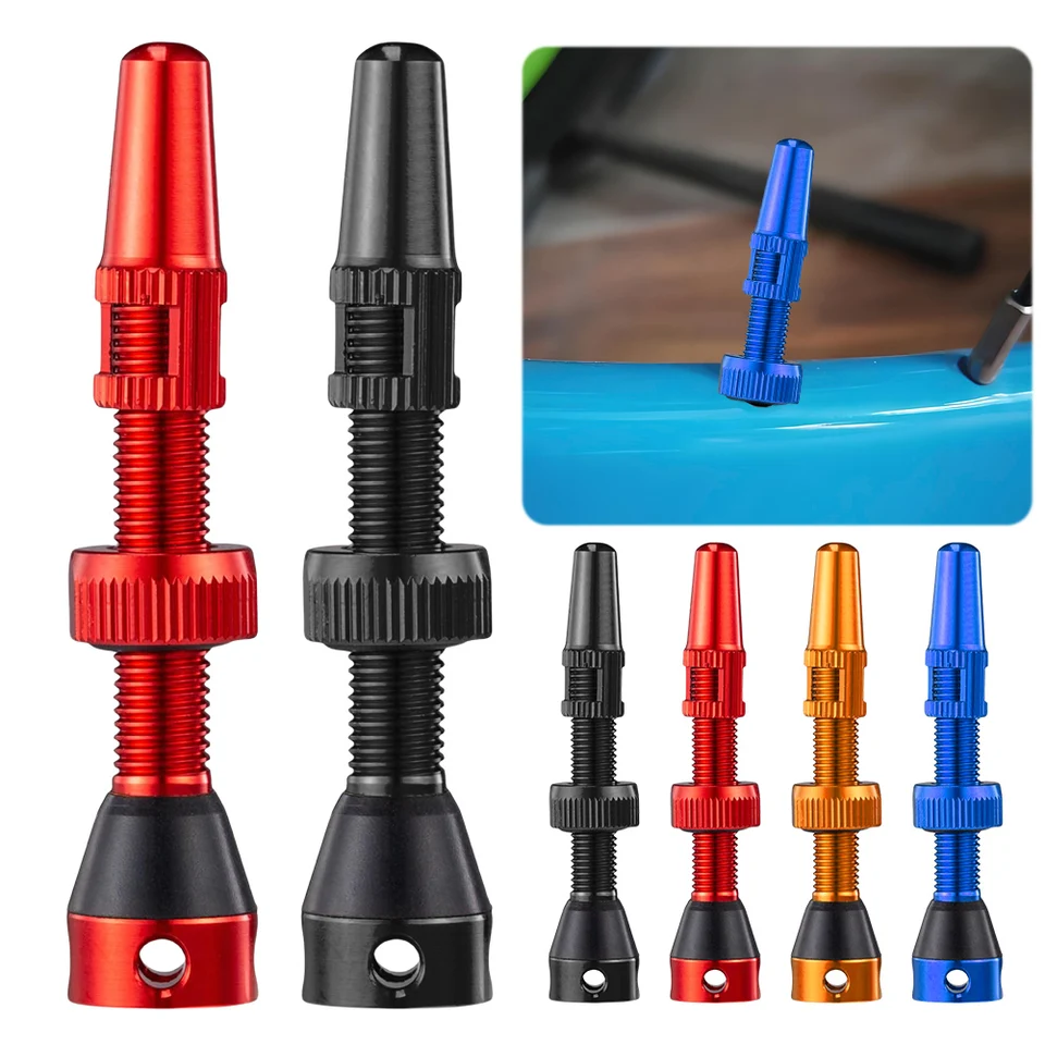 1 pár cestných bicyklov Presta Valve CNC hliníkový hliník 40/44 mm cestné bicykle bezdušové pneumatiky Ventil Valve Hodnota Remover nástroj pre cestnú bezdušovú pneumatiku