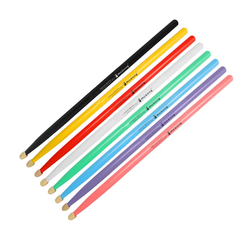 1 pár farebných javorových drevených bubnových tyčiniek 5A Drumsticks červená žltá modrá zelená čierna ružová ružová fialová hudobné nástroje