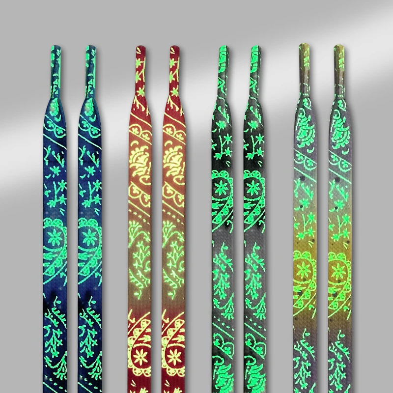 1 pár fluorescenčných topánok šnúrky nočné beh cool ploché šnúrky Splash-INT tlače vzor pre tenisky plátno topánky