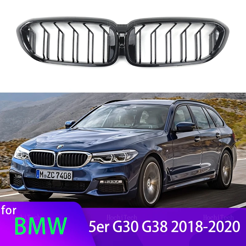 1 pár lesklý čierny automobil predný nárazník obličky gril grilu pre BMW 5 Series G30 G38 Pre-LCI 2018 2019 2020