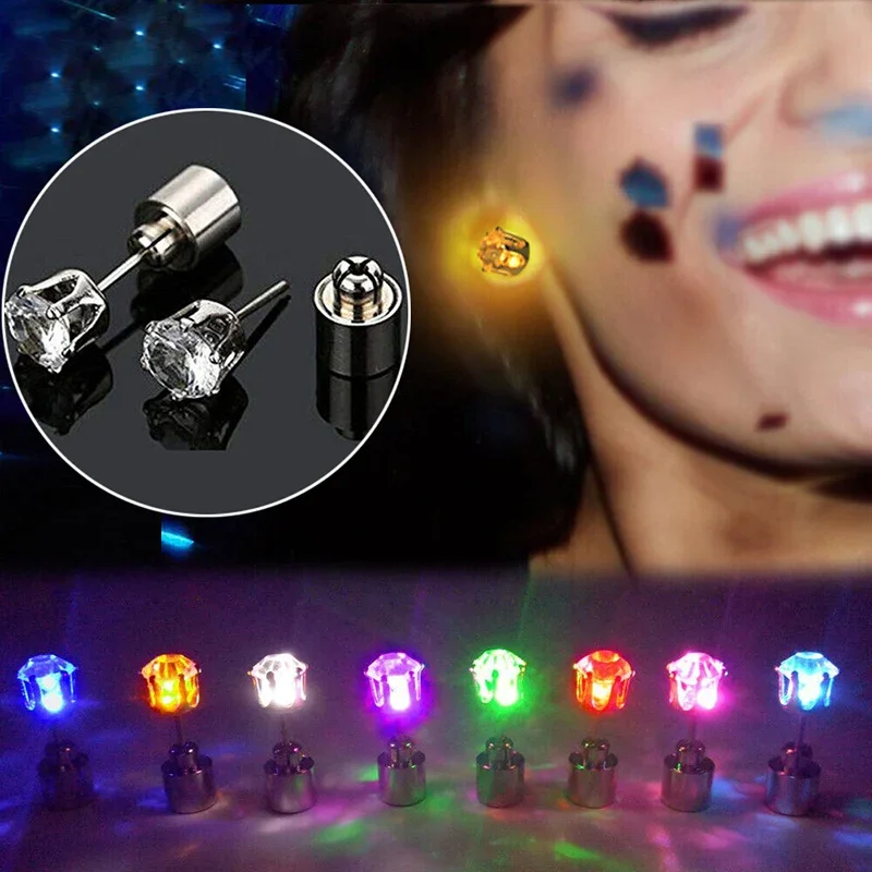 1 pár Light Up LED Bling Ear Stud Rings Rings Korean of Flash zirkónové prstene Doplnky pre večierky Ženy vianočné prstene Glow Stick