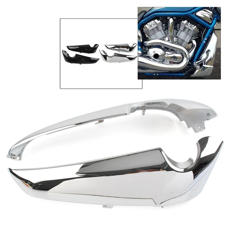 1 pár motocyklových ABS Radiator Side Pokrýva ochrancovia krytských krytov pre Harley Davidson proti Rod VRod VRSC 2001-2023 Chrome/Gloss Black