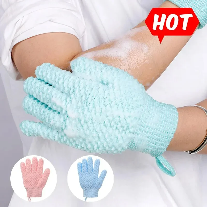 1 pár mäkkých krovín rukavica Rub Shower Spa Exfoliator Dead Demontáž kože Odlúčenie rukavice kúpeľňou rukavicu Zahusťte si čistenie tela uteráka