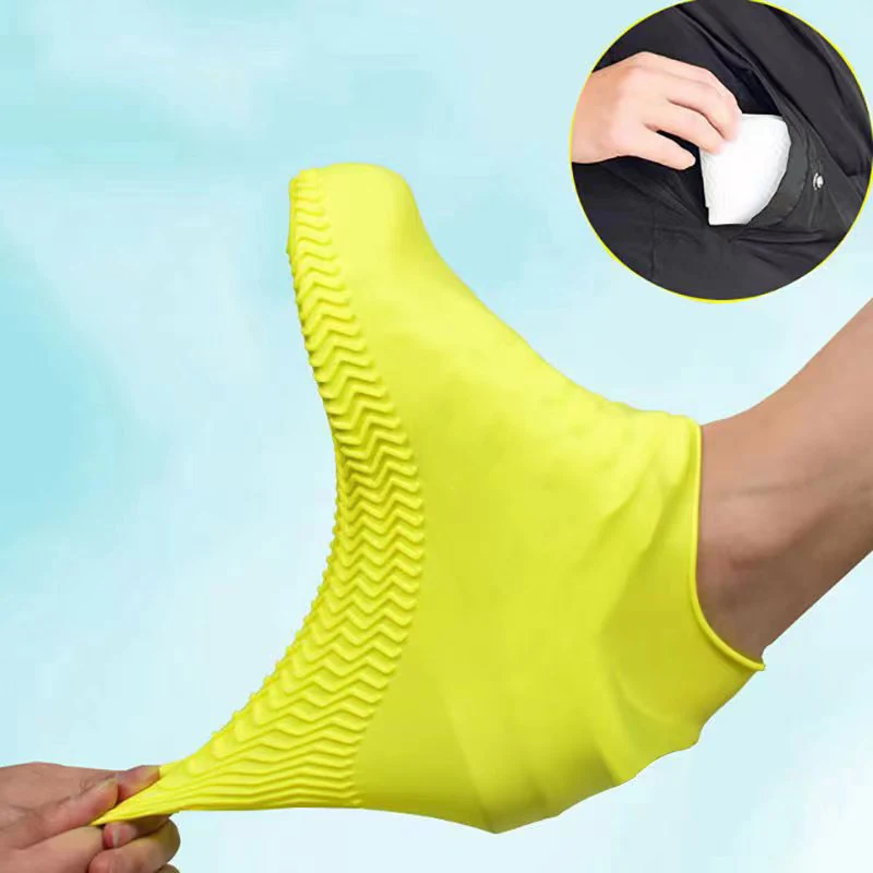 1 pár nepremokavých nekĺzavých silikónových topánok Vysoko elastické opotrebenie rezistentné unisex dažďové topánky pre vonkajší dažďový deň opakovane použiteľný obuv topánky