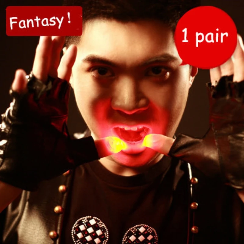 1 pár novosti Žiariace palcové svetlo Magic Trick Ress Glow Dancing Detail Stage Super Bright Halloween Child Darček svetelné hračky