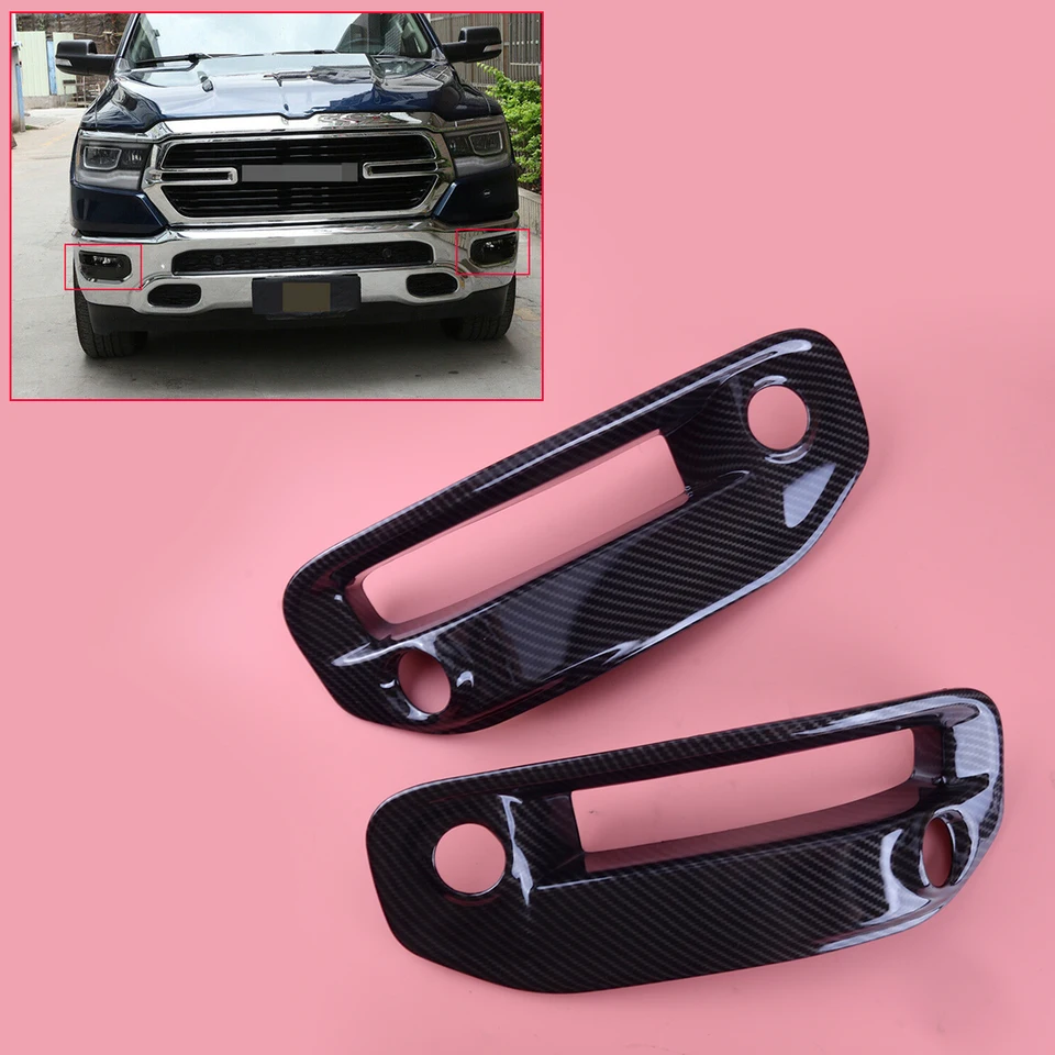 1 pár predných hmlových hmlových hmlových hmlových žiaroviek Orezaný rámec ABS plastový štýl uhlíkových vlákien Fit for Dodge Ram 1500 2018 2019 2020 2021 2022