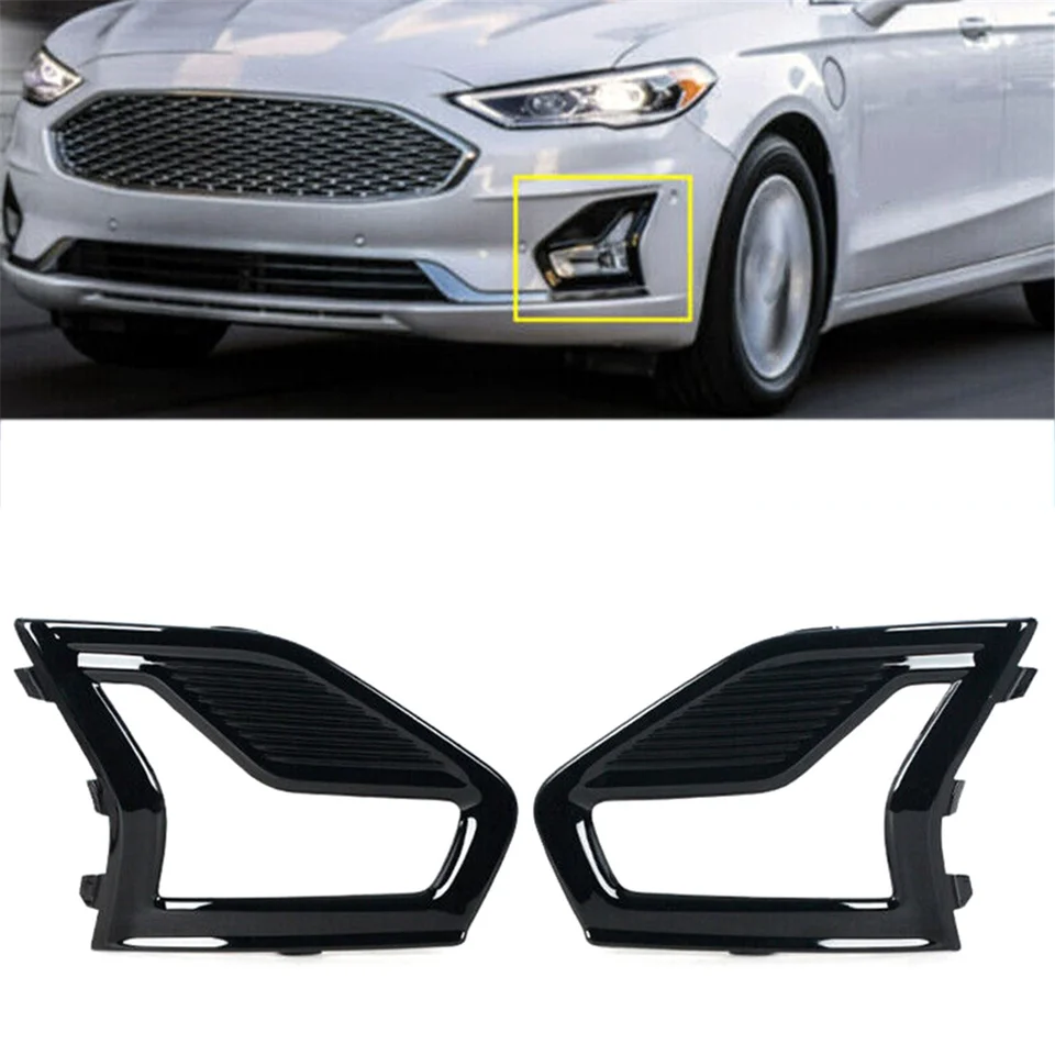 1 pár predných nárazníkových hmlových lámaviek kryt hmlovej žiarovky Grille Foglamp Rám pre Ford Fusion 2019-2020
