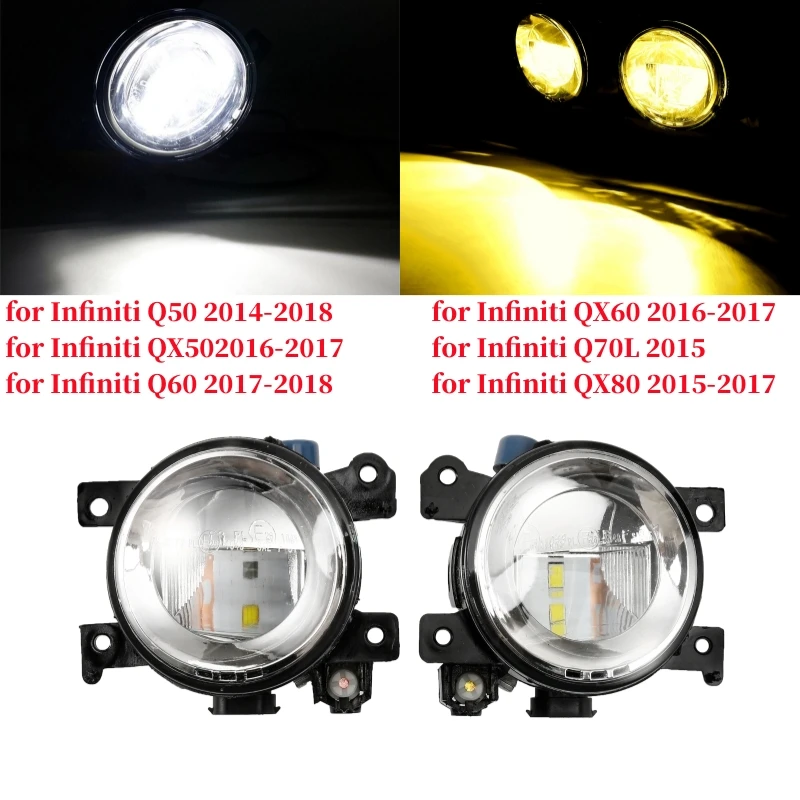 1 pár predných okrúhlych hmlových žiaroviek denné svetlo pre Infiniti Q50 Q60 Q70L QX50 QX60 QX80 2014-2018