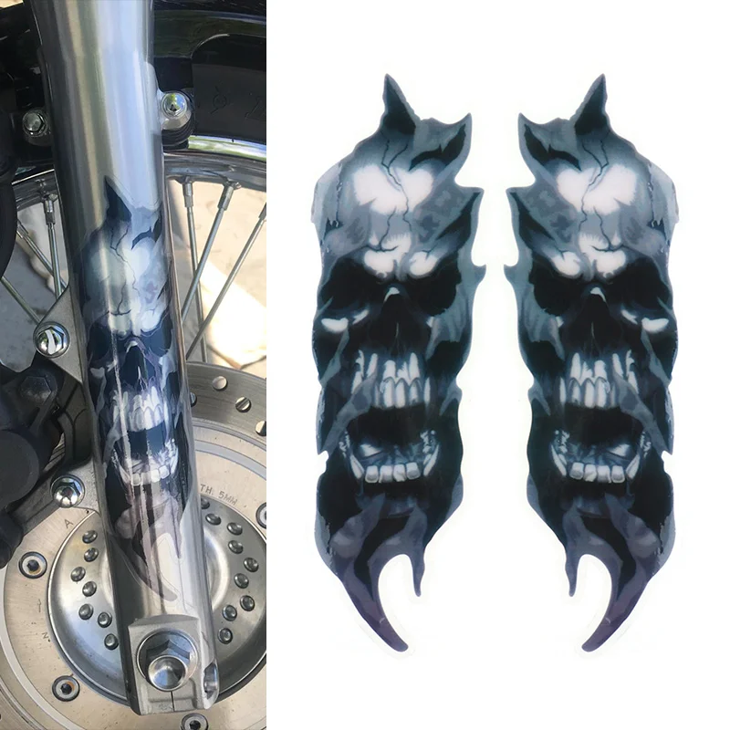 1 pár predných vidlice motocykla lebka nálepka Univerzálny zombie grafický nepremokavý pre Harley Honda Yamaha Kawasaki Suzuki