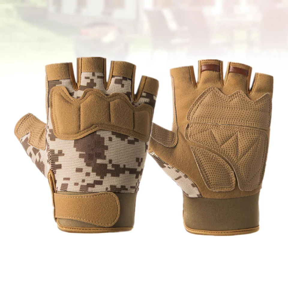 1 pár Rukavice s polovičným prstom Cyklistické rukavice Fitness Gym Road Rukavice pre mužov (Paratrooper, hnedá kamufláž)