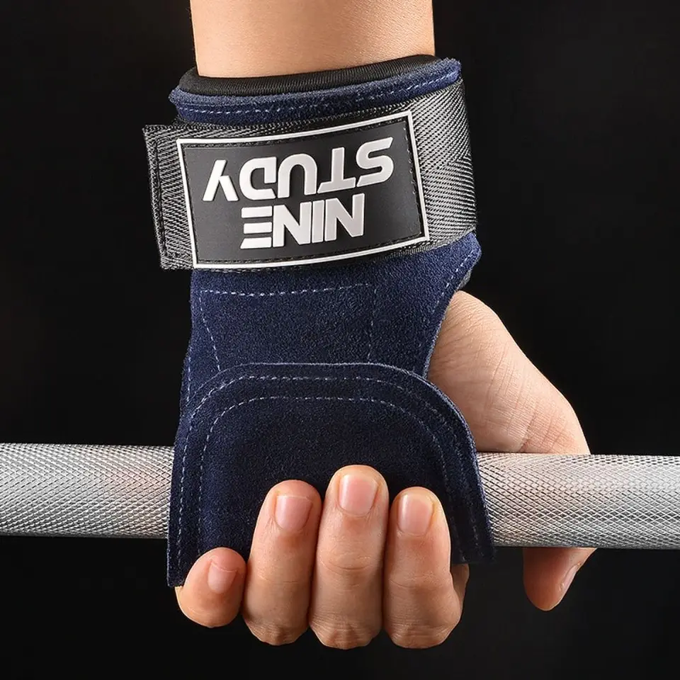 1 pár SBR Fitness Power Raps Biceps Flexia Zhusťuje svalové mužské zápästia popruhy kože odolných powerových remienkov pre mŕtve ťah