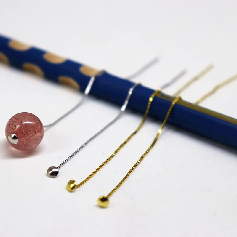 1 pár Solid 925 Sterling Silver Earwire s Headpin Earthread Round Leská šperky výroby DIY Nájdenie zložky visiaci náušnice