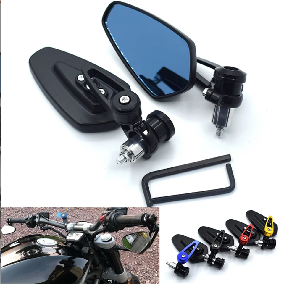 1 pár Universal Motocykel Hliníkové zrkadlá rukoväte koncov pre Yamaha FZR1000 Genesis FJ1100 FJ1200S T FZ750 FZR750R