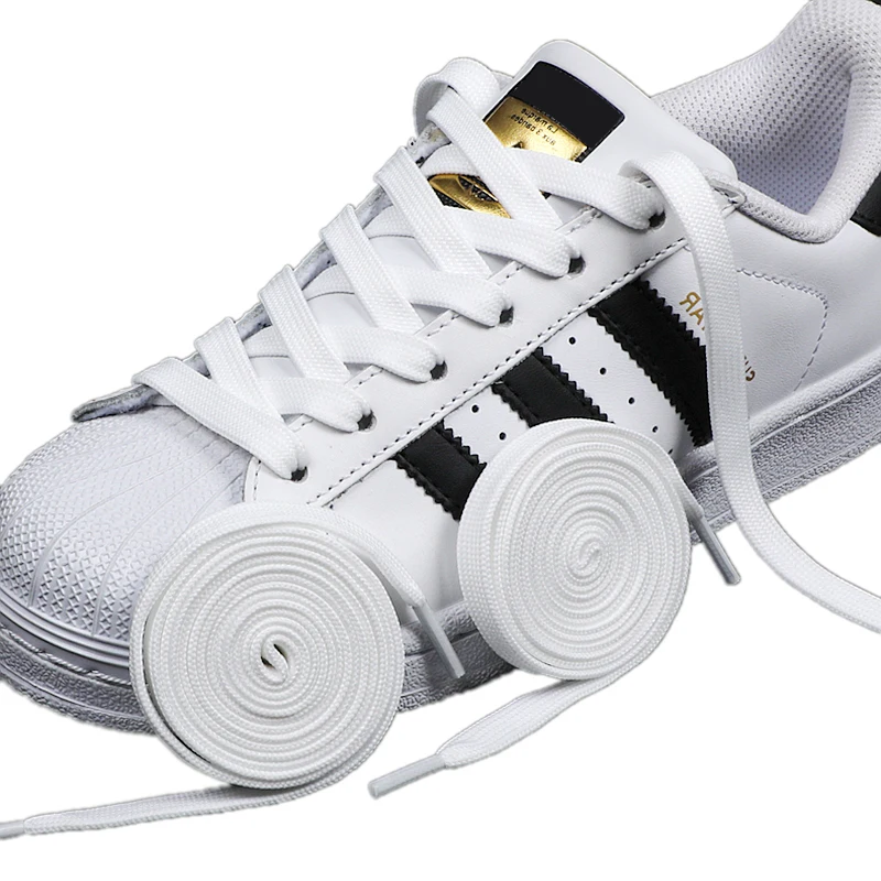 1 pár čiernych bielych topánok šnúrky ploché dvojité tkané protišmykové polyesterové šnúrky Športové ležérne biele topánky Classic Shoelace