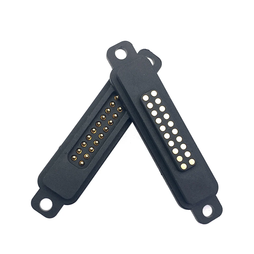 1 pár štvorcových s otvormi skrutky Magnetický konektor 13/15/16/17/18/19/20 pin mužský ženský pogopinový pružinový pružina naložená DC Power Socket Socket