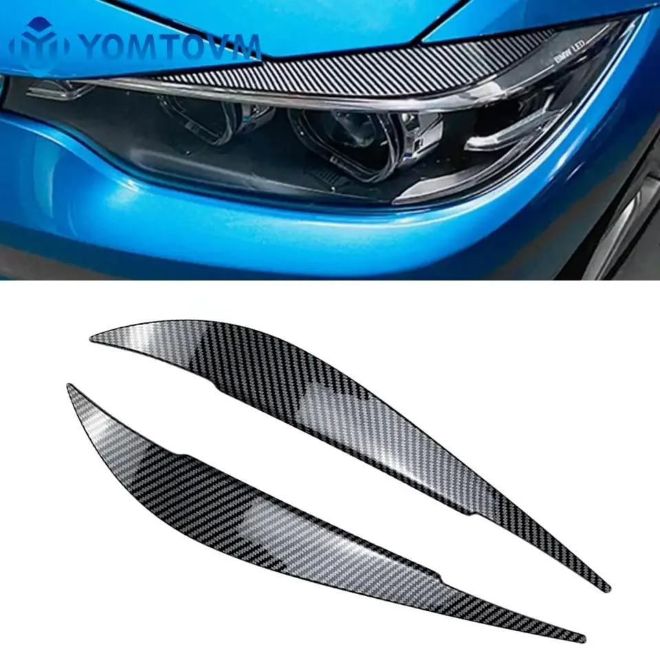1 párové auto svetlomety obočia Oberáky pokrývajú nálepku na uhlíkové vlákna pre BMW 4 Series F32 F33 F36 2014 2015 2016 2017 2017 2018 2019 2020