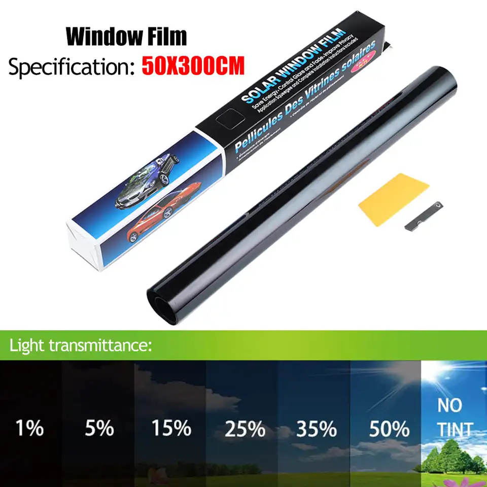 1 Roll 50x300cm 1/5/15/25/35/50 % percent okna odtieňa automobilu Film sklo sklo Sunker Film Summer Uvprotctor Cupa slepka na autá film