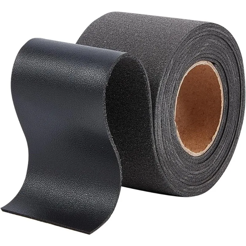 1 Roll čierne kožené prúžky 50 mm x 2m jednostranné liči zŕn kožené popruhy