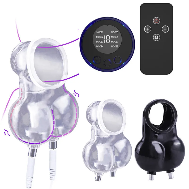 1 sada 8 režimov Elektrický šok mužských nosidiel loptičiek Sittis Sittis Soft Penis Cock Rings Sex Hračky pre mužov