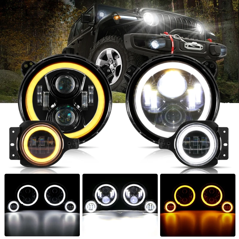 1 sada 9 palcových auta LED svetlomety hmlové svetlá dennej behu signálu pre Jeep JL /pre Jeep Wrangler