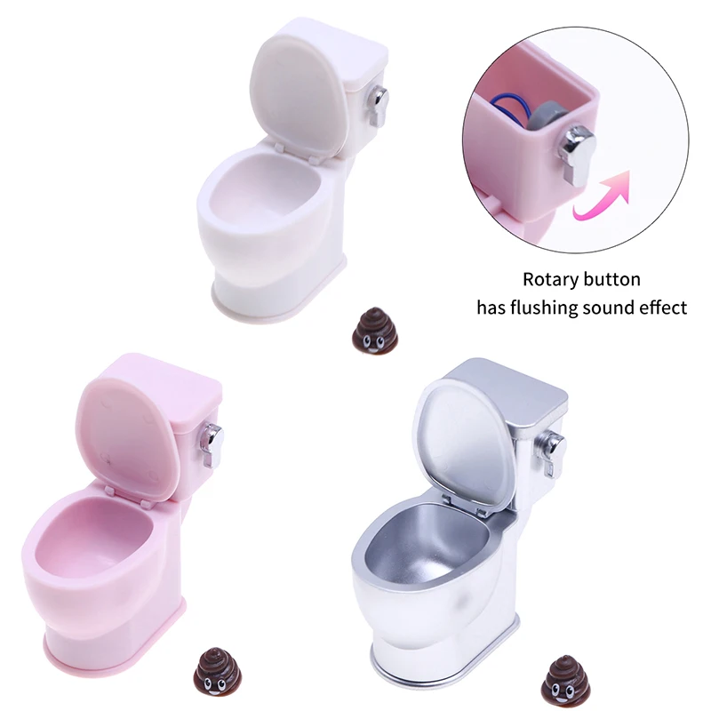 1 set 1:12 Dollous Miniatúrna plastová simulácia toalety WC/POO Flushing Zvuk kúpeľňa dekorácia hračky pre bábiky Domov doplnky