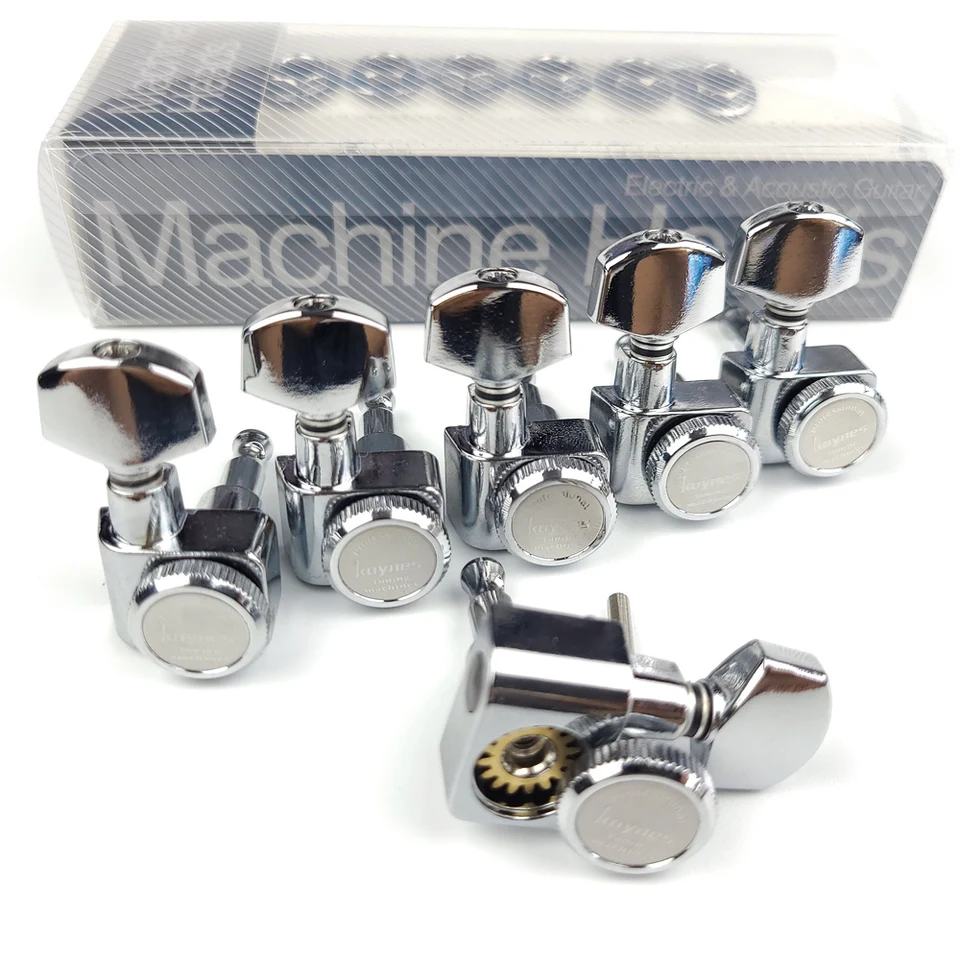 1 set 6 in-line bez skrutiek zamykanie elektrického gitarového stroja tunery Tunery Lock String Tuning PEGS Chrome Silver