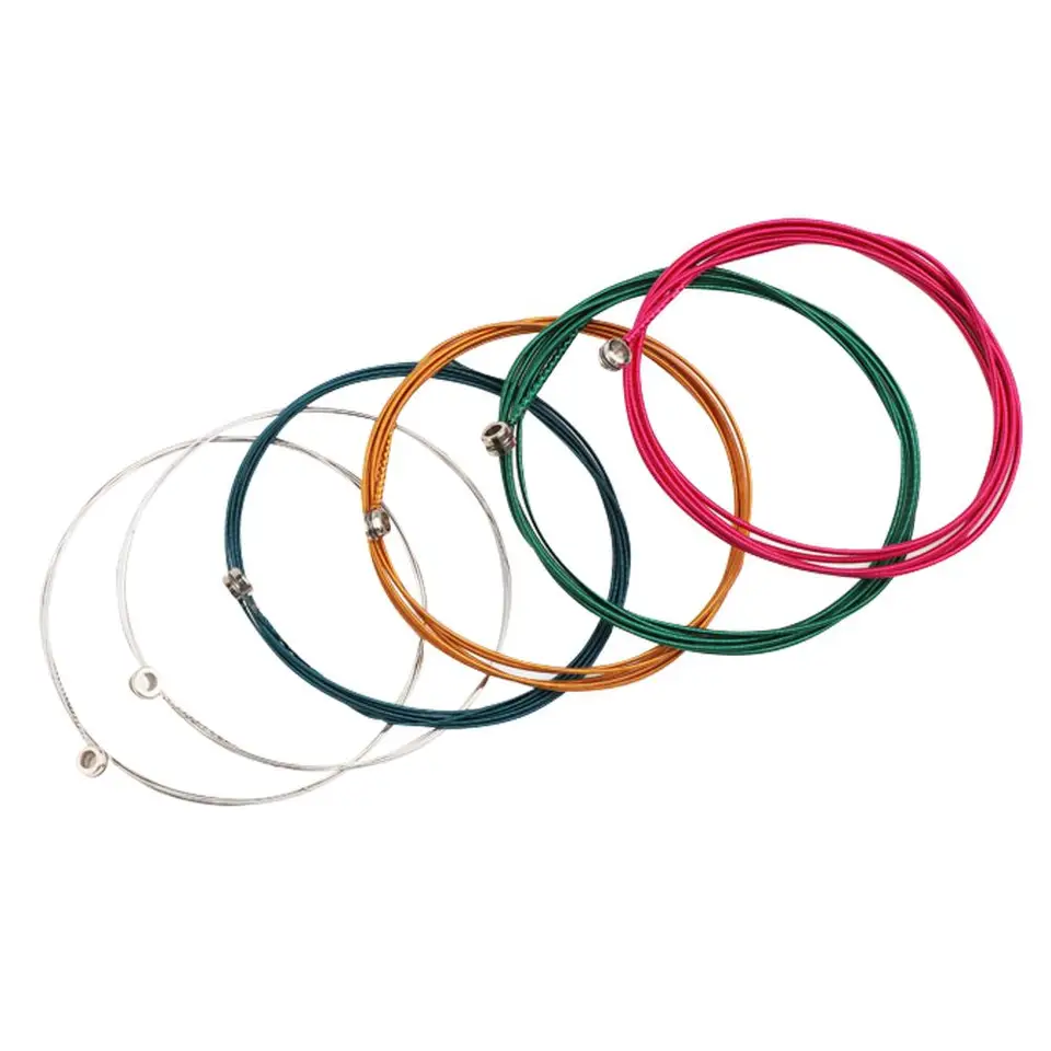 1 set 6ks dúhové farebné gitarové struny EA pre akustickú ľudovú gitaru klasickú gitaru viacfarebný oceľový materiál Universal