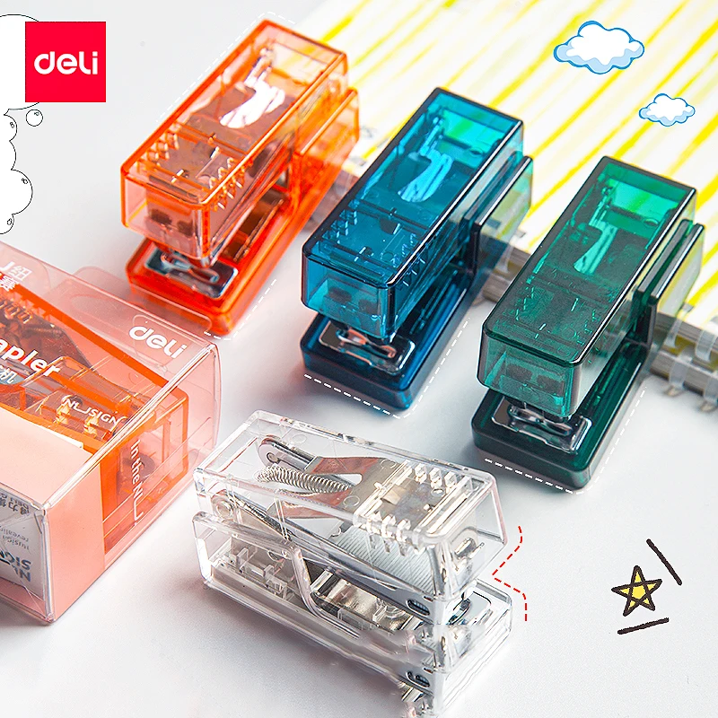 1 Set Deli Mini Stapler Stroj so sponkami 24/6 Samll módny papier pre kancelárske príslušenstvo školské príslušenstvo Školské potreby