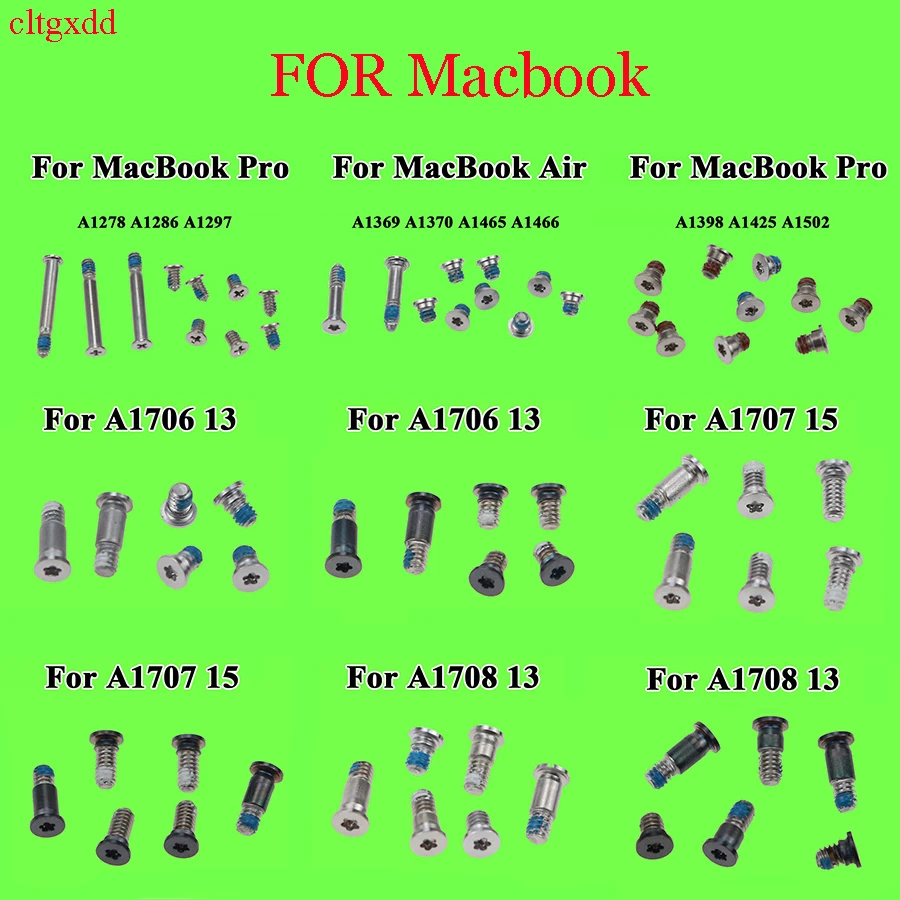 1 Set pre skrutky pripevňovacieho krytu pre laptop MacBook Pro pre laptop set A1278 A1286 A1297 A1369 A1425 A1502 A1706 A1707 Spodný krycí skrutky