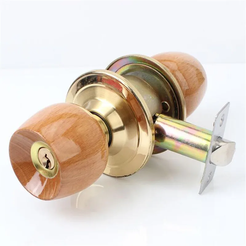 1 Set Wood and Metal Internal Dvery Lock Lock Round Ball Gombes Rukoväť s kľúčom do obývacej izby v kúpeľni Hardware