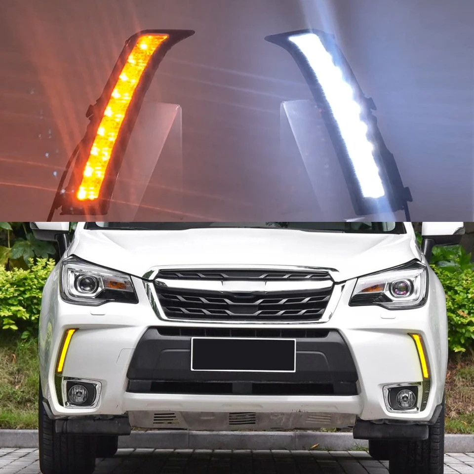 1 subaru Forester 2013 2014 2015 2016 2017 2018 2018 Auto LED DRL Denné svetlo bežecké svetlo so žltým zákrutom hmlovej žiarovky