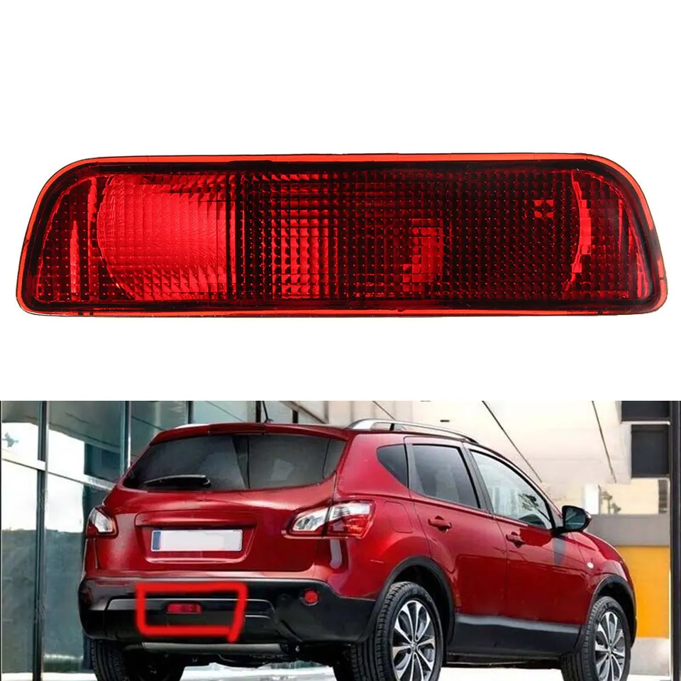 1 x Zadný nárazník Hmlová svetlo červená šošovka Zadný nárazník Hmlové svetlo stredné chvostové lampa pre Nissan Qashqai 2007-2013 26580je20