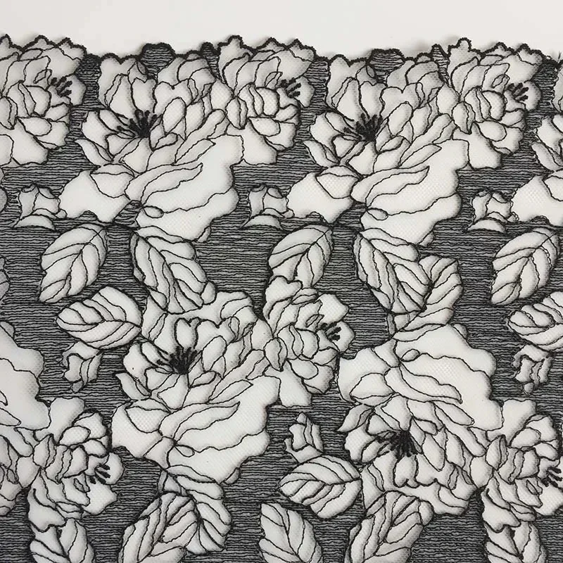 1 yard Dve strany Nové móda čierna výšivka polyester čipk